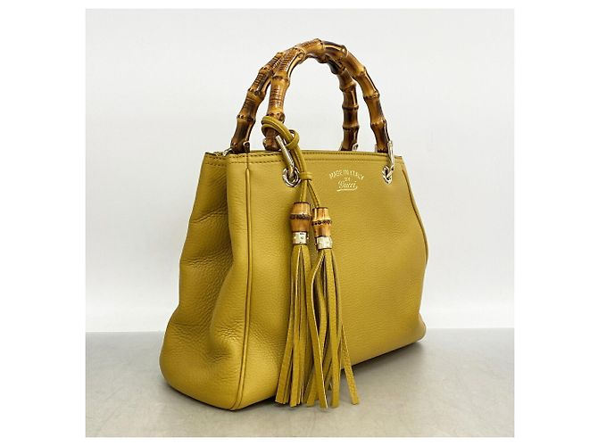 Bolsa Gucci Bamboo de couro amarela Amarelo - vista 2