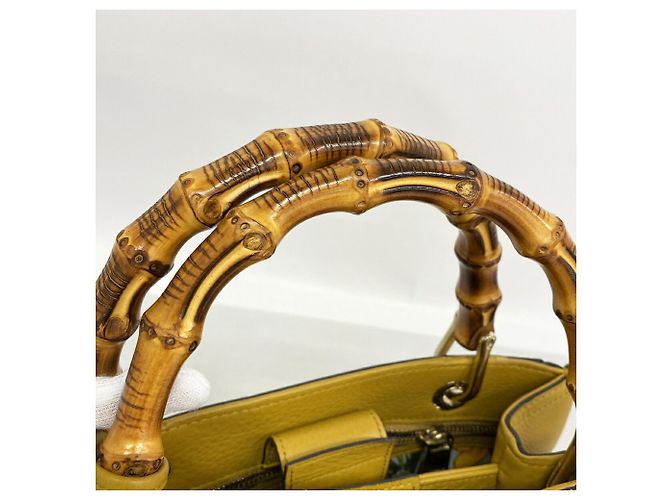 Bolsa Gucci Bamboo de couro amarela Amarelo - vista 7