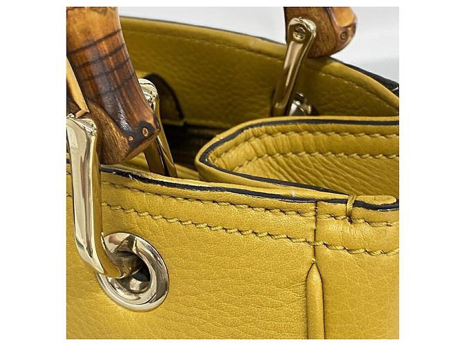 Bolsa Gucci Bamboo de couro amarela Amarelo - vista 8