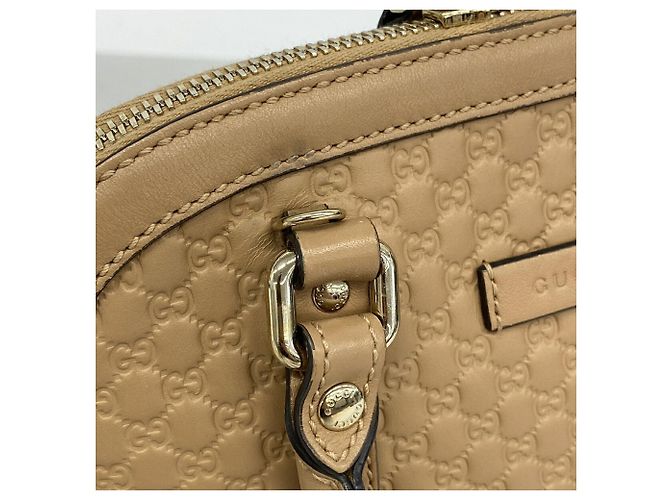 Borsa a mano Gucci Microguccissima in pelle beige - vista 10