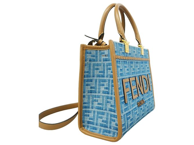 Bolso Tote Fendi Sunshine de denim Castaño Azul - vista 2