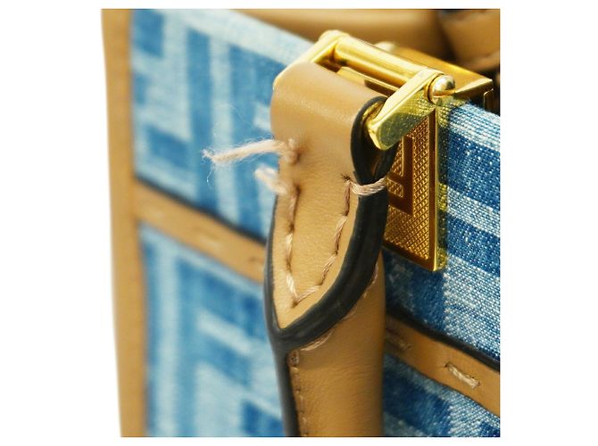 Bolso Tote Fendi Sunshine de denim Castaño Azul - vista 8