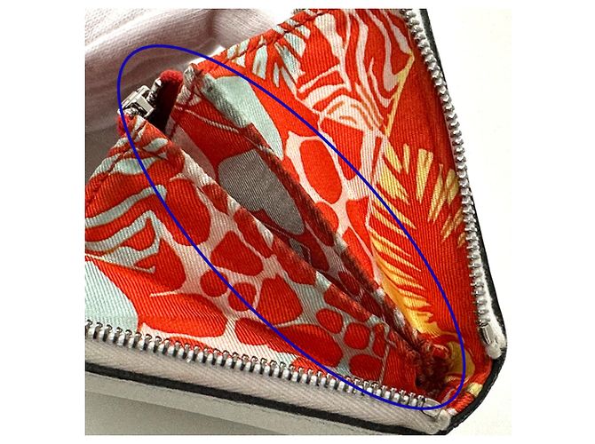 Hermès Portabiglietti Hermes in Arancione e Bianco - vista 15