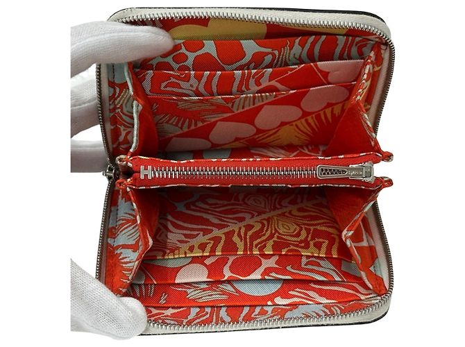 Hermès Portabiglietti Hermes in Arancione e Bianco - vista 5