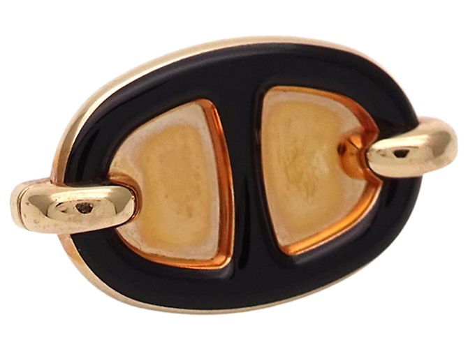 Hermès Orecchini a bottone Hermes Mini Maillon Nero D'oro - vista 3