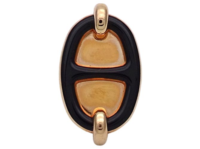 Hermès Orecchini a bottone Hermes Mini Maillon Nero D'oro - vista 4