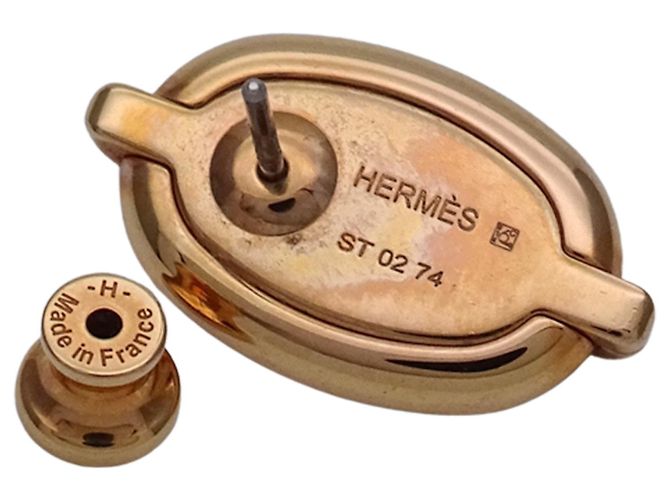 Hermès Orecchini a bottone Hermes Mini Maillon Nero D'oro - vista 5