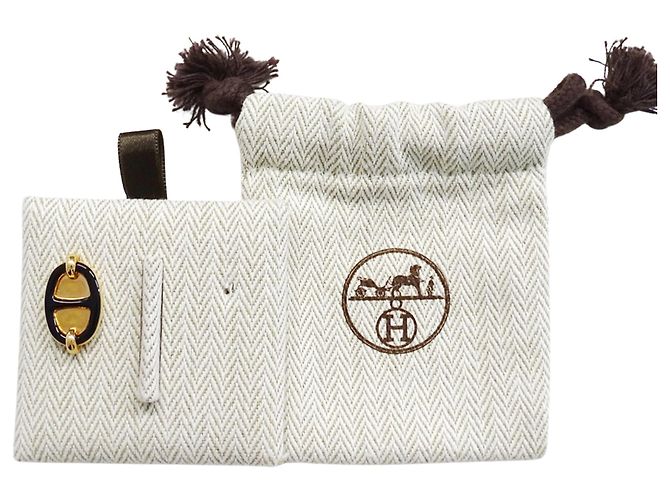 Hermès Orecchini a bottone Hermes Mini Maillon Nero D'oro - vista 7
