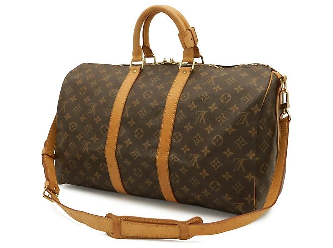 Louis Vuitton Monogram Keepall Bandoulière 45 Marrone Bianco Monogramma - vista 3
