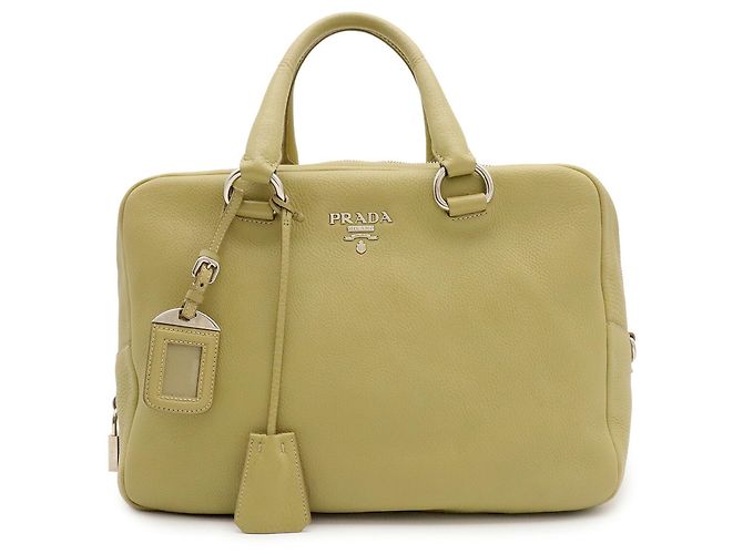 Borsa a mano Prada in pelle Verde Chiaro Giallo - vista 2