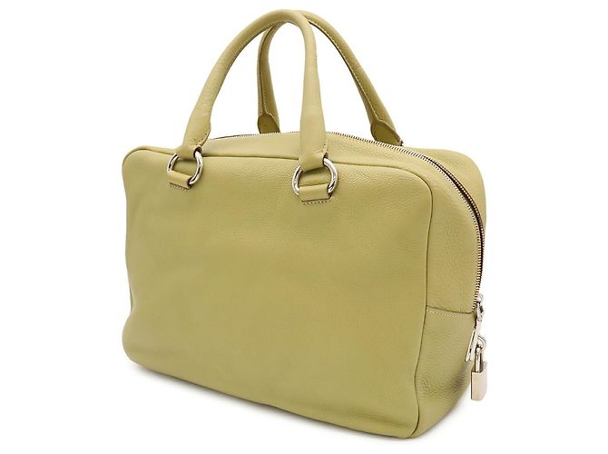 Borsa a mano Prada in pelle Verde Chiaro Giallo - vista 3