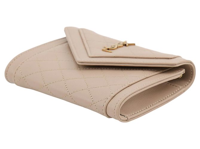 Tarjetero de piel de cordero Yves Saint Laurent Beige - vista 2