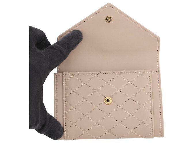Tarjetero de piel de cordero Yves Saint Laurent Beige - vista 4