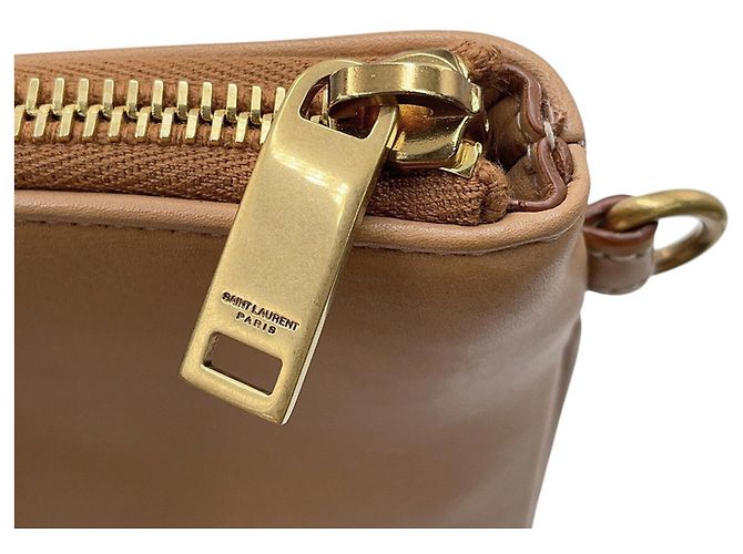 Borsa a pochette in pelle Yves Saint Laurent Rive Gauche Beige - vista 12