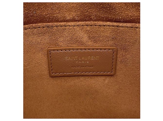 Borsa a pochette in pelle Yves Saint Laurent Rive Gauche Beige - vista 18
