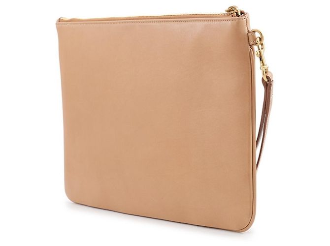 Borsa a pochette in pelle Yves Saint Laurent Rive Gauche Beige - vista 2