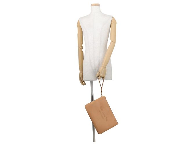 Borsa a pochette in pelle Yves Saint Laurent Rive Gauche Beige - vista 5
