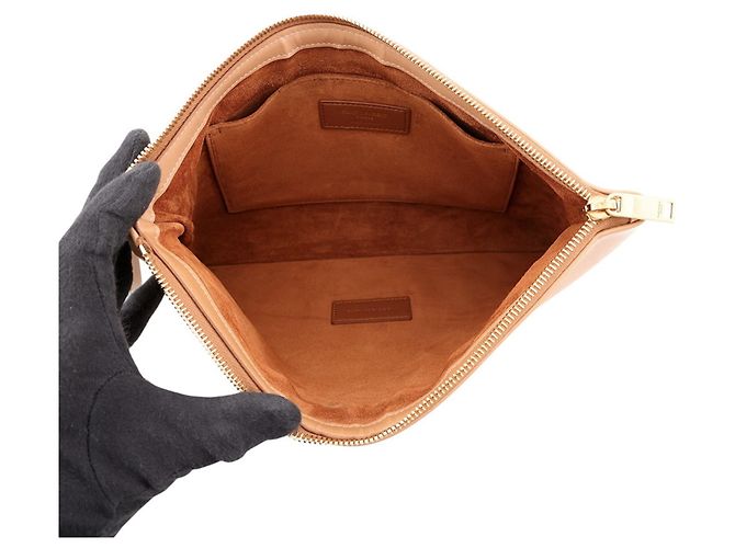 Borsa a pochette in pelle Yves Saint Laurent Rive Gauche Beige - vista 6
