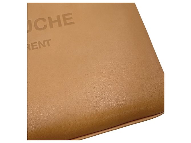 Borsa a pochette in pelle Yves Saint Laurent Rive Gauche Beige - vista 7