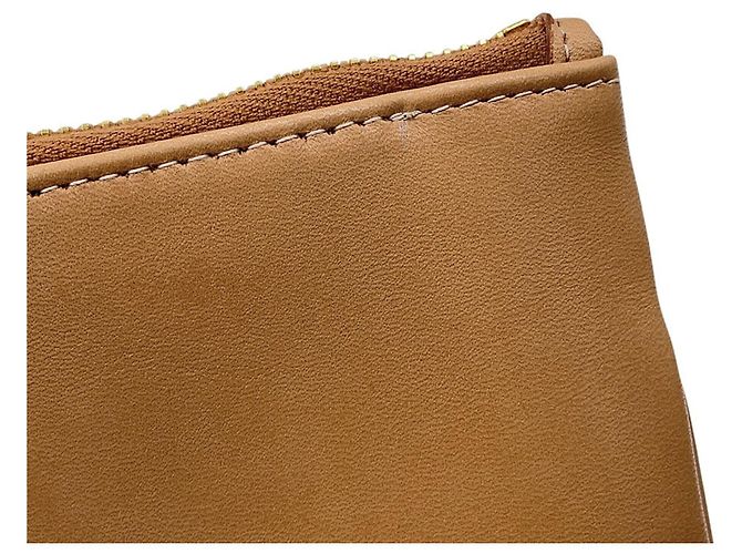 Borsa a pochette in pelle Yves Saint Laurent Rive Gauche Beige - vista 8
