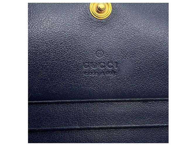 Gucci Bi-fold Wallet Horsebit 1955 Compact Beige Marineblau - Ansicht 12