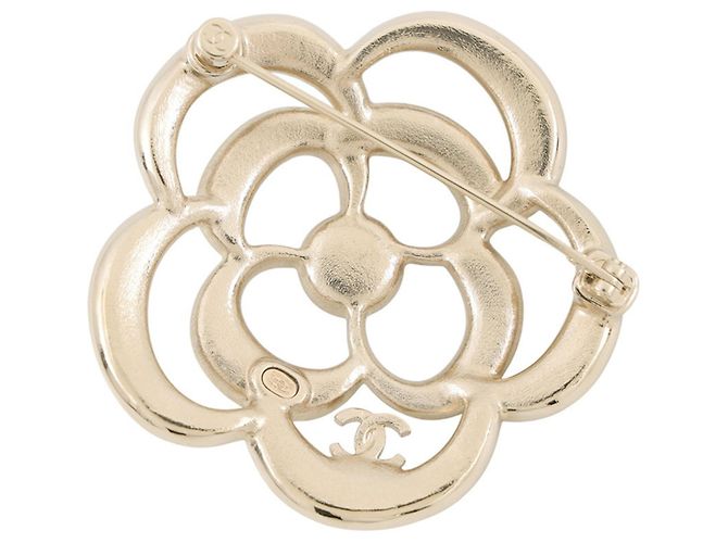 Spilla Chanel Camelia con strass D'oro - vista 3