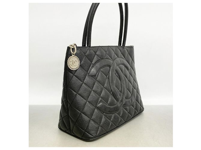 Borsa Tote Chanel in pelle di vitello martellata nera Nero - vista 2