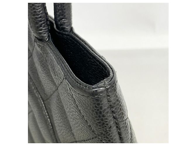 Borsa Tote Chanel in pelle di vitello martellata nera Nero - vista 7