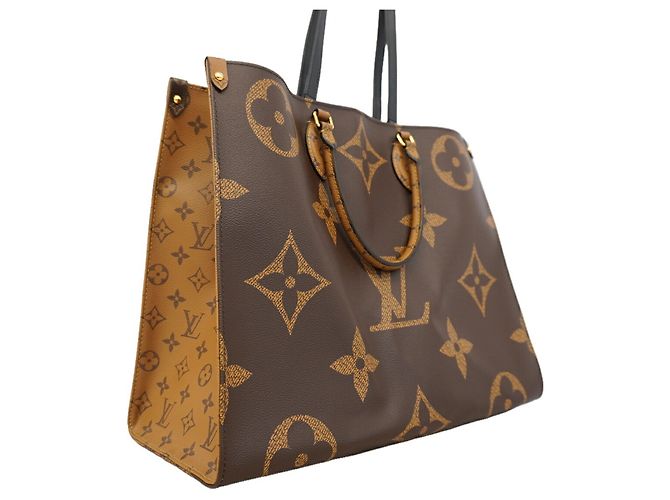 Sac cabas Louis Vuitton Monogram Giant Reverse OnTheGo GM Marron - vue 2