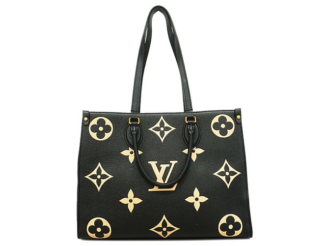 Borsa Tote Louis Vuitton Monogram Empreinte Bicolor OnTheGo MM Nero Beige - vista 12