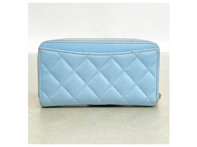 Monedero Chanel de piel de becerro granulada azul claro - vista 10