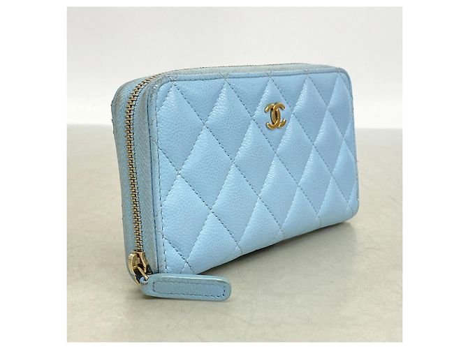 Monedero Chanel de piel de becerro granulada azul claro - vista 2