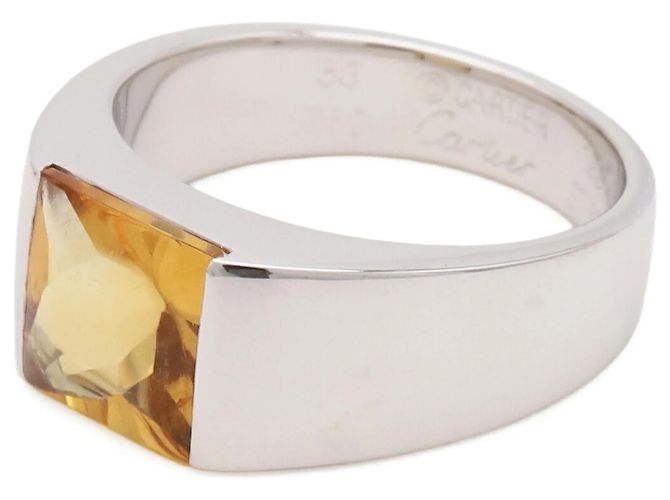 Anello a fascia Cartier in oro bianco 18K e citrino D'oro Giallo - vista 4