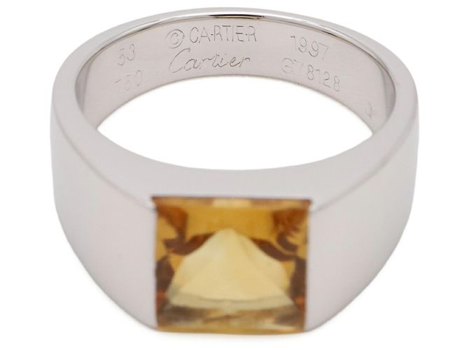 Anello a fascia Cartier in oro bianco 18K e citrino D'oro Giallo - vista 6