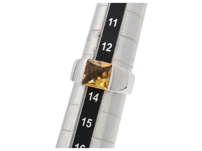 Anello a fascia Cartier in oro bianco 18K e citrino D'oro Giallo - vista 7