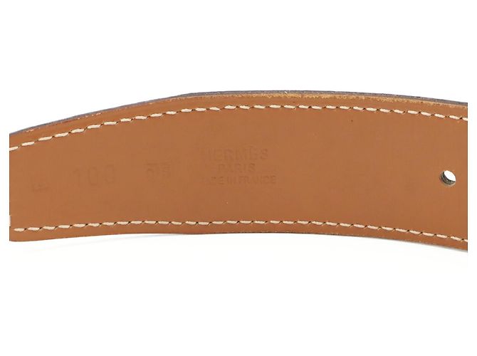 Hermès Hermes H-Gürtel mit reversiblem H-Schnalle Schwarz Hellbraun - Ansicht 10