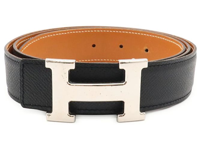 Hermès Hermes H-Gürtel mit reversiblem H-Schnalle Schwarz Hellbraun - Ansicht 2