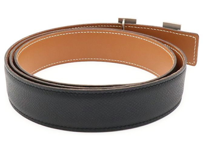 Hermès Hermes H-Gürtel mit reversiblem H-Schnalle Schwarz Hellbraun - Ansicht 3