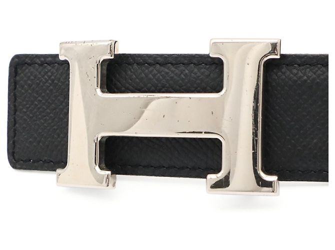 Hermès Hermes H-Gürtel mit reversiblem H-Schnalle Schwarz Hellbraun - Ansicht 4