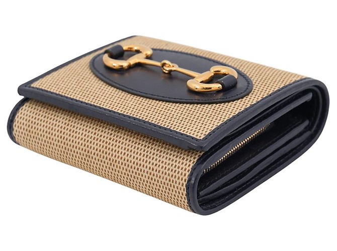 Cartera bi-fold Gucci en beige y navy Azul marino - vista 2