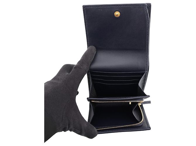 Cartera bi-fold Gucci en beige y navy Azul marino - vista 5