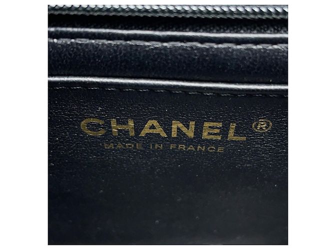 Chanel Mini Flap Shoulder Bag Chocolate Bar aus schwarzem Lammleder - Ansicht 13