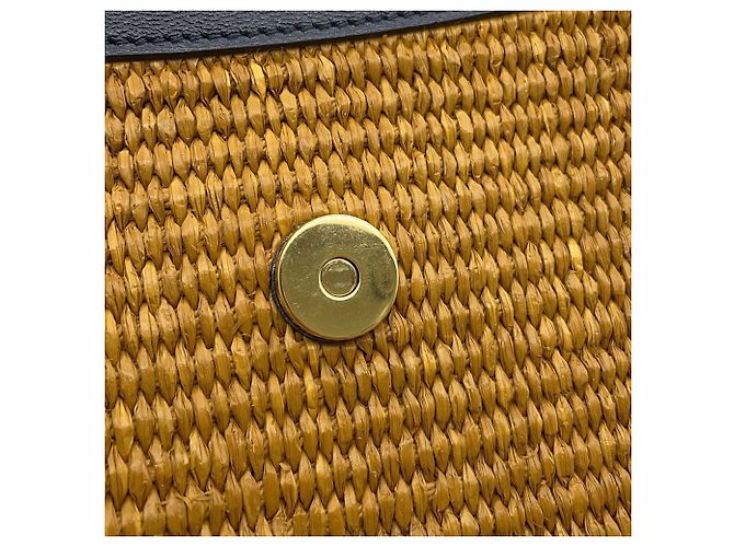 Borsa Gucci GG Marmont in pelle e rafia con bambù Marrone Blu navy - vista 13