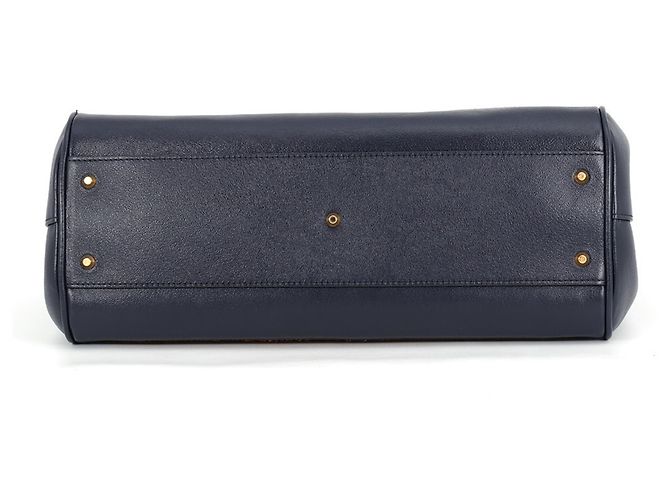 Borsa Gucci GG Marmont in pelle e rafia con bambù Marrone Blu navy - vista 3