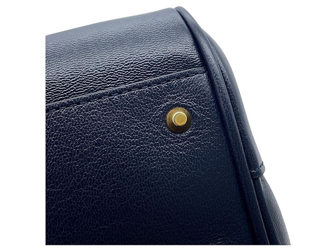 Borsa Gucci GG Marmont in pelle e rafia con bambù Marrone Blu navy - vista 8