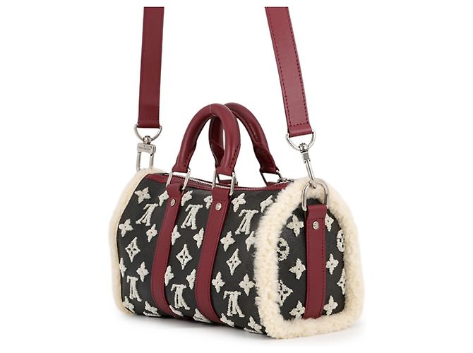 Sac à main Louis Vuitton Monogram Shearling Keepall Bandoulière 25 Noir - vue 2