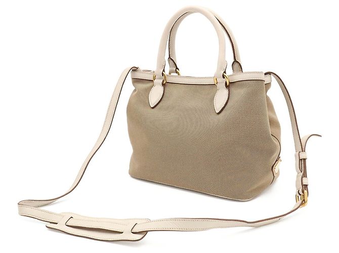 Bolso Tote PRADA de cinta jacquard Beige Crudo - vista 3