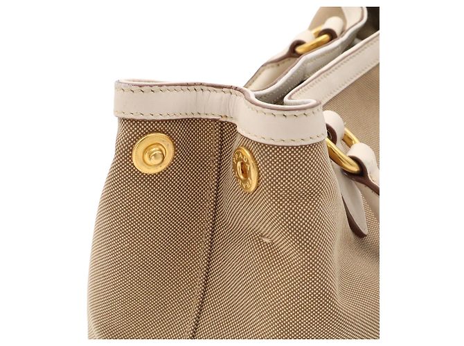 Bolso Tote PRADA de cinta jacquard Beige Crudo - vista 7
