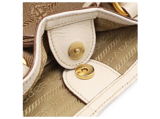 Bolso Tote PRADA de cinta jacquard Beige Crudo - vista 8