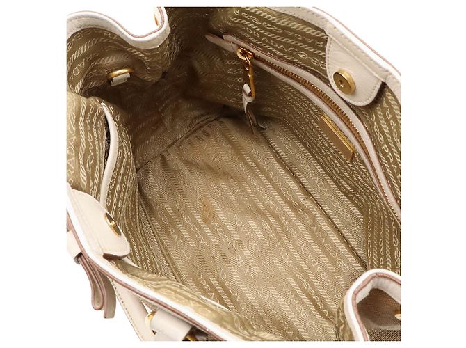 Bolso Tote PRADA de cinta jacquard Beige Crudo - vista 9